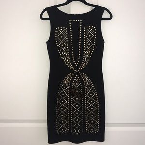 Knit studded little black dress